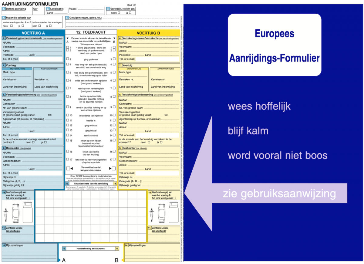 aanrijdingsformulier blanco nieuw Europees aanrijdingsformulier